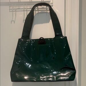 Salvatore Ferragamo Glossy Green Shoulder Bag👝